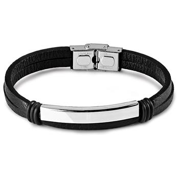 Herren Silber Edelstahl Lederarmband