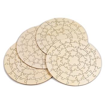 Puzzle rond en bois à peindre 4 pièces