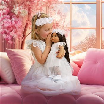 Mädchen & Puppe Partnerlook Set Brautkleider im Duo